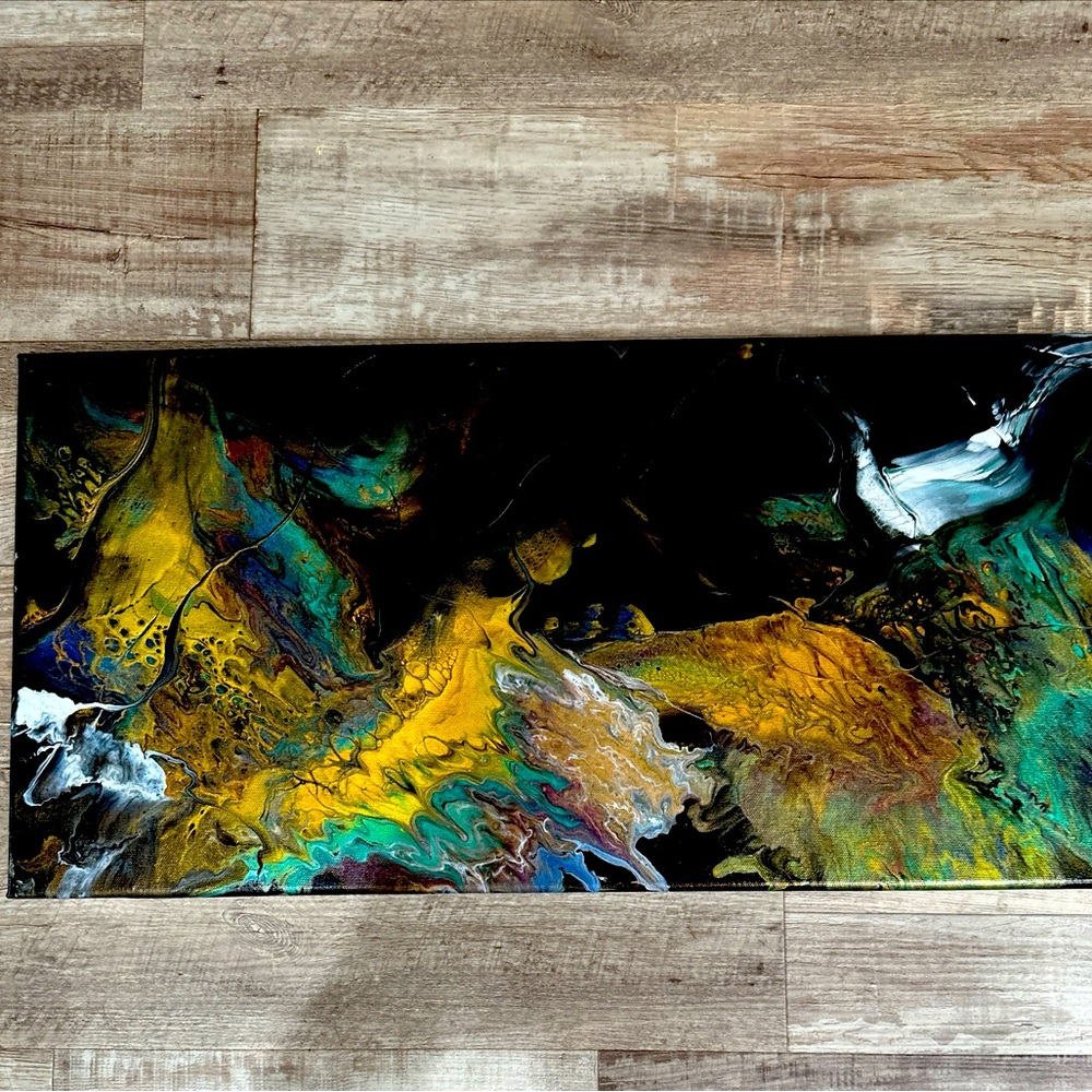Abstract Acrylic swipe painting, 12x24, original